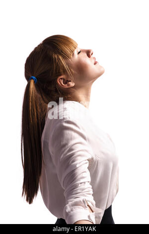 Happy teenage schoolgirl in formal clothes Stock Photo