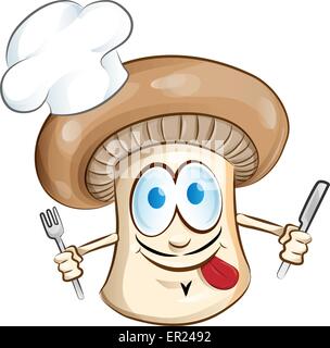 mushroom chef cartoon isolated on white background Stock Vector