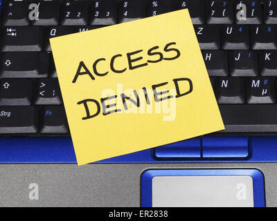 Memo note on notebook, access denied Stock Photo