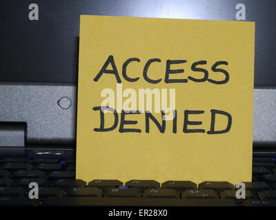 Memo note on notebook, access denied Stock Photo