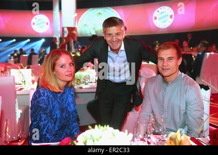 Munich, Germany. 23rd May, 2015.   Herbert Hainer, CEO of adidas group talks to Holger Badstuber during the FC Bayern Muenchen Bundesliga Champions Dinner at Postpalast on May 23, 2015 in Munich, Germany. Credit:  kolvenbach/Alamy Live News Stock Photo