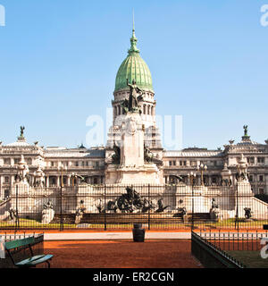 Building of Congress and the fountain in Buenos Aires, Argentina Stock Photo