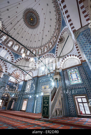 Interior of the 16th cen. Rustem Pasha Mosque, Tahtakale, Istanbul, Turkey Stock Photo