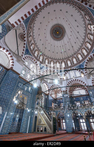 Interior of the 16th cen. Rustem Pasha Mosque, Tahtakale, Istanbul, Turkey Stock Photo