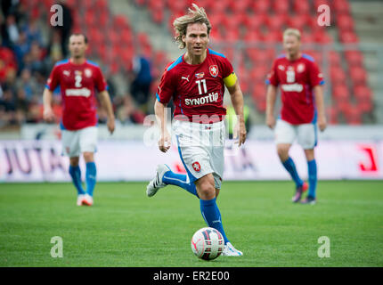 Czech soccer player Pavel Nedved in action during the soccer match of players over 35 years Czech Republic vs Germany in Prague, Czech Republic, May 25, 2015. It is a celebration of the final match of the European Championship in 1996. (CTK Photo/Vit Simanek) Stock Photo