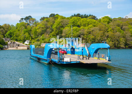 The King Harry Ferry between Feock and Philleigh, is a chain ferry across the River Fal in Cornwall.  Seen crossing to Feock. Stock Photo
