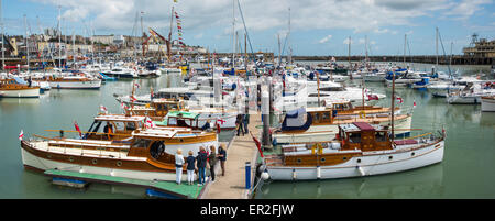 Panoramic view of six Little Ships at Ramsgate for the Dunkirk Evacuation 75th anniversary celebrations Stock Photo