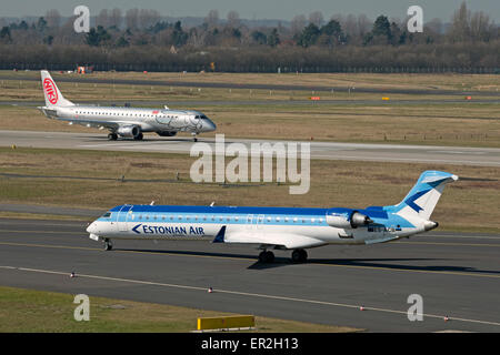 Estonian Air Embraer E-170 commercial passenger jet, Dusseldorf, Germany. Stock Photo