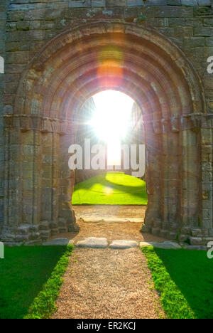 Fountains Abbey, one of the largest ruined Cistercian monasteries in England, World Heritage Site,  Ripon North Yorkshire UK GB Stock Photo