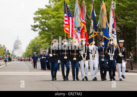 United States Flag Honor guard displays colors during playing of the ...