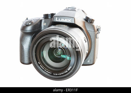 Chiang Mai, Thailand - May 14, 2015: Panasonic Lumix DMC- FZ1000 bridge digital camera isolated on white background Stock Photo