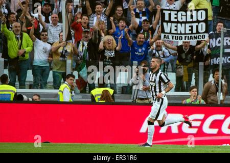 Torino, Italy. 23rd May, 2015. Stefano Sturaro (Juventus) Football/Soccer : Stefano Sturaro of Juventus celebrates scoring his side second goal during the Italian 'Serie A' match between Juventus 3-1 Napoli at Juventus Stadium in Torino, Italy . © Maurizio Borsari//AFLO/Alamy Live News Stock Photo