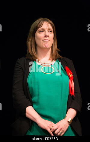 Jess Phillips pictured winning her seat for Birmingham Yardley at the General Election count in 2015 Stock Photo