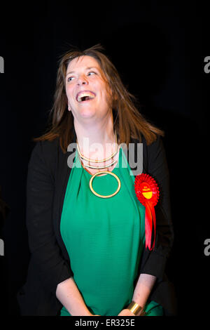 Jess Phillips pictured winning her seat for Birmingham Yardley at the General Election count in 2015 Stock Photo