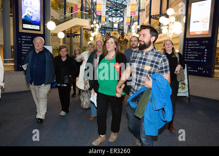 Jess Phillips pictured winning her seat for Birmingham Yardley at the General Election count in 2015 Stock Photo