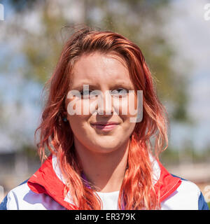 London, UK. 26 May 2015. Paralympic gold medallist, Jessica-Jane Applegate, visits Mandeville Place, Queen Elizabeth Olympic Park's brand new orchard, to help plant the final tree.  The orchard is made up of 55 new fruit trees, including one for each of the gold medal winners at the London 2012 Paralympic Games. Credit:  Stephen Chung / Alamy Live News Stock Photo