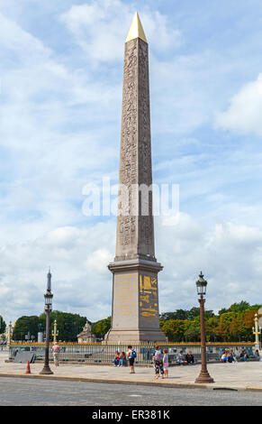 Paris, France - August 09, 2014: Egyptian obelisk on the Place de la Concorde in Paris Stock Photo