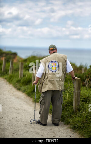 Vietnam veteran on Pointe du Hoc Stock Photo