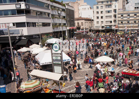 Athens, Greece- April 03, 2015: Plaza next to Attico subway station crowded by tourists Stock Photo
