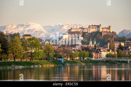 Hohensalsburg Castle and the old town, Salzburg, Austria Stock Photo