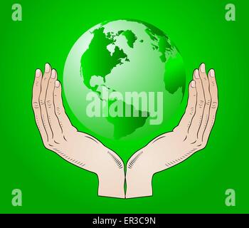 Earth in the your hands - protection of the environment - vector Stock Vector