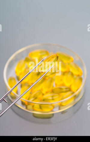 Cod liver oil pills. Stock Photo