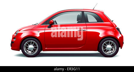 Red city car - side view Stock Photo