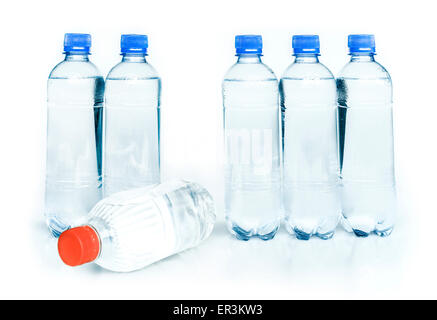 plastic bottles of potable water Stock Photo