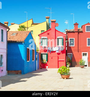 Colorful houses in Burano, Italy. Stock Photo
