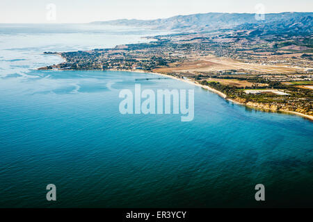 An aerial view of the University of California Santa Barbara campus and parts of Goleta and Isla Vista, California. Stock Photo