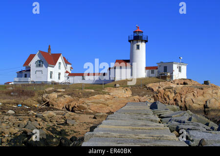 Taken from the breakwater, Eastern  Point Lighthouse, Gloucester MA USA Stock Photo