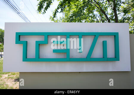 A logo sign outside of a facility operated by Teva Pharmaceutical Industries in North Wales, Pennsylvania. Stock Photo