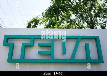 A logo sign outside of a facility operated by Teva Pharmaceutical Industries in North Wales, Pennsylvania. Stock Photo