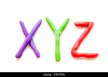 plasticine letters XYZ isolated on white background Stock Photo