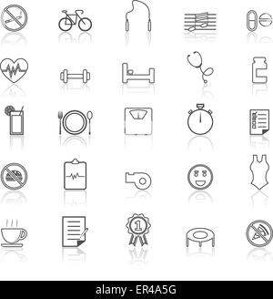 Wellness line icons with reflect on white, stock vector Stock Vector