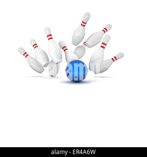 3d image of bowling ball and skittle Stock Photo