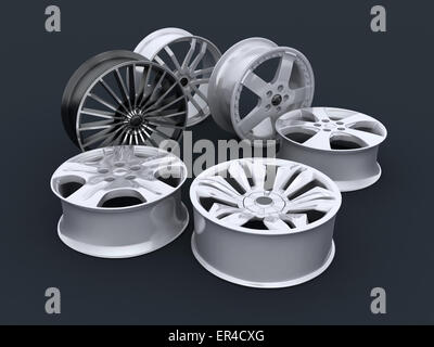 Six car disc on a white background (done in 3d) Stock Photo