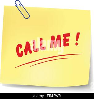 Vector illustration of call me paper message on white background Stock Vector