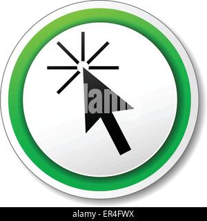 Vector illustration of green and black icon for click Stock Vector