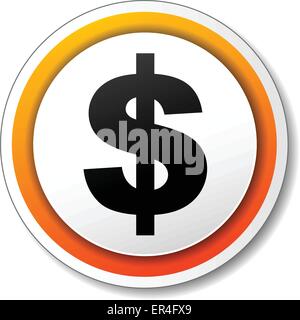 Vector illustration of orange and black icon for dollar Stock Vector