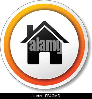 Vector illustration of orange and black icon for home Stock Vector