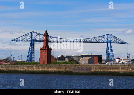 The Teesside Transporter Bridge at Middlesbrough, England, the furthest downstream bridge across the River Tees. Stock Photo