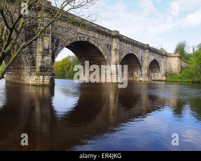 The Lune Aqueduct, built to carry the Lancaster Canal over the River Lune near Lancaster, England. Stock Photo