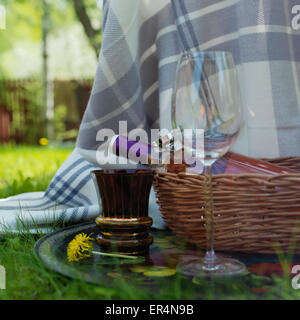 Red Wine In A Basket Stock Photo