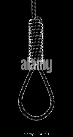 Noose Isolated On Black Stock Photo - Download Image Now - Noose