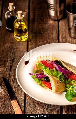 Vegetarian Pita Bread Sandwich Stock Photo