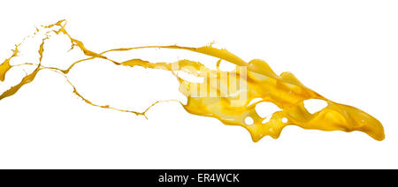 yellow paint splashes isolated on white background Stock Photo