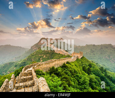 Great Wall of China at the Jinshanling section. Stock Photo