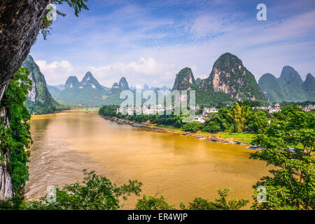 Guilin, China on the Li River. Stock Photo