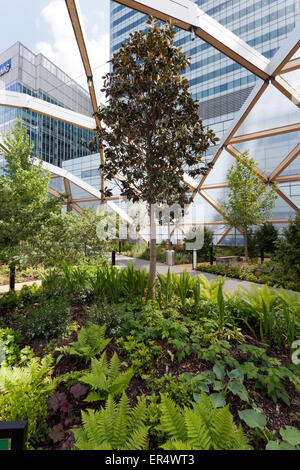 Newly opened Tropical Roof Garden at the Canary Wharf Crossrail Station, Docklands, London Stock Photo